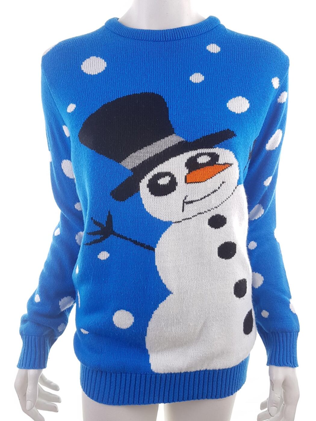 20191113_150133.jpg Merry Christmas Rozmiar XS Kolor Niebieski Crew Neck Sweter Świąteczny Gwiazdka Długi rękaw Materiał Akryl Gruba dzianina