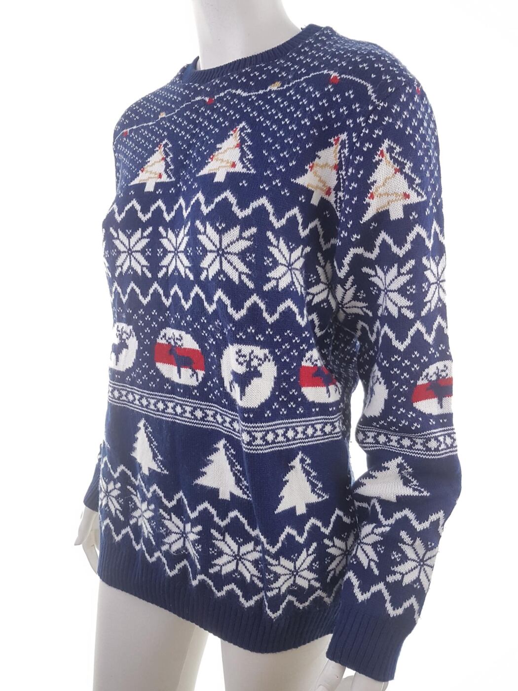 20191113_152739.jpg Merry Christmas Rozmiar L/XL Kolor Granatowy Crew Neck Sweter Świąteczny Gwiazdka Długi rękaw Materiał Akryl Gruba dzianina