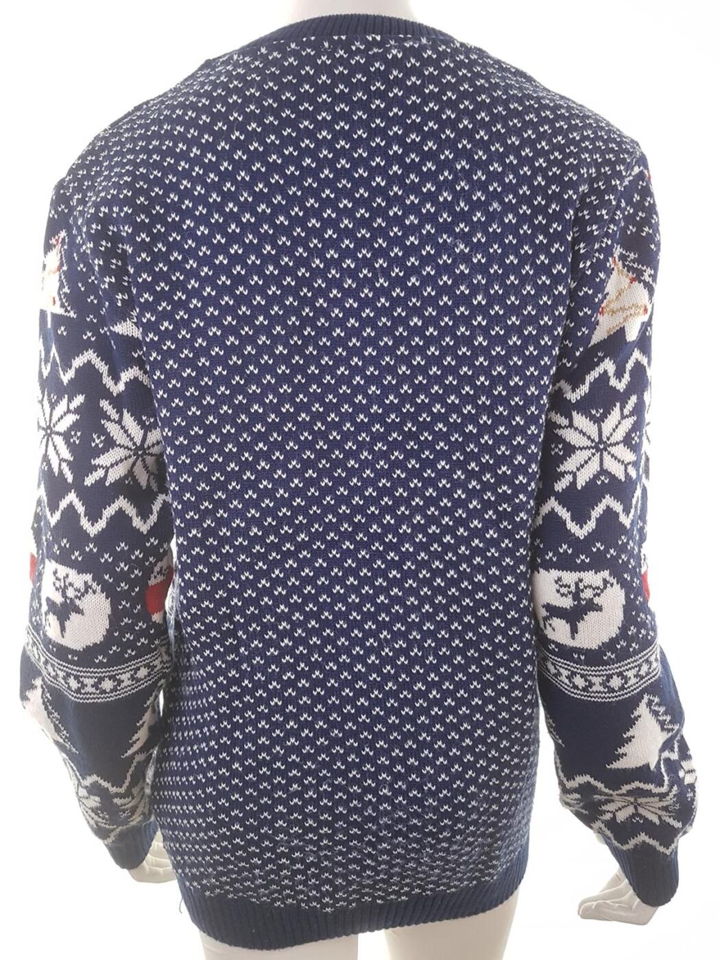 20191113_152842.jpg Merry Christmas Rozmiar L/XL Kolor Granatowy Crew Neck Sweter Świąteczny Gwiazdka Długi rękaw Materiał Akryl Gruba dzianina