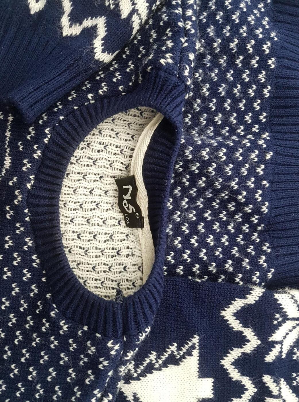 20191113_153016.jpg Merry Christmas Rozmiar L/XL Kolor Granatowy Crew Neck Sweter Świąteczny Gwiazdka Długi rękaw Materiał Akryl Gruba dzianina