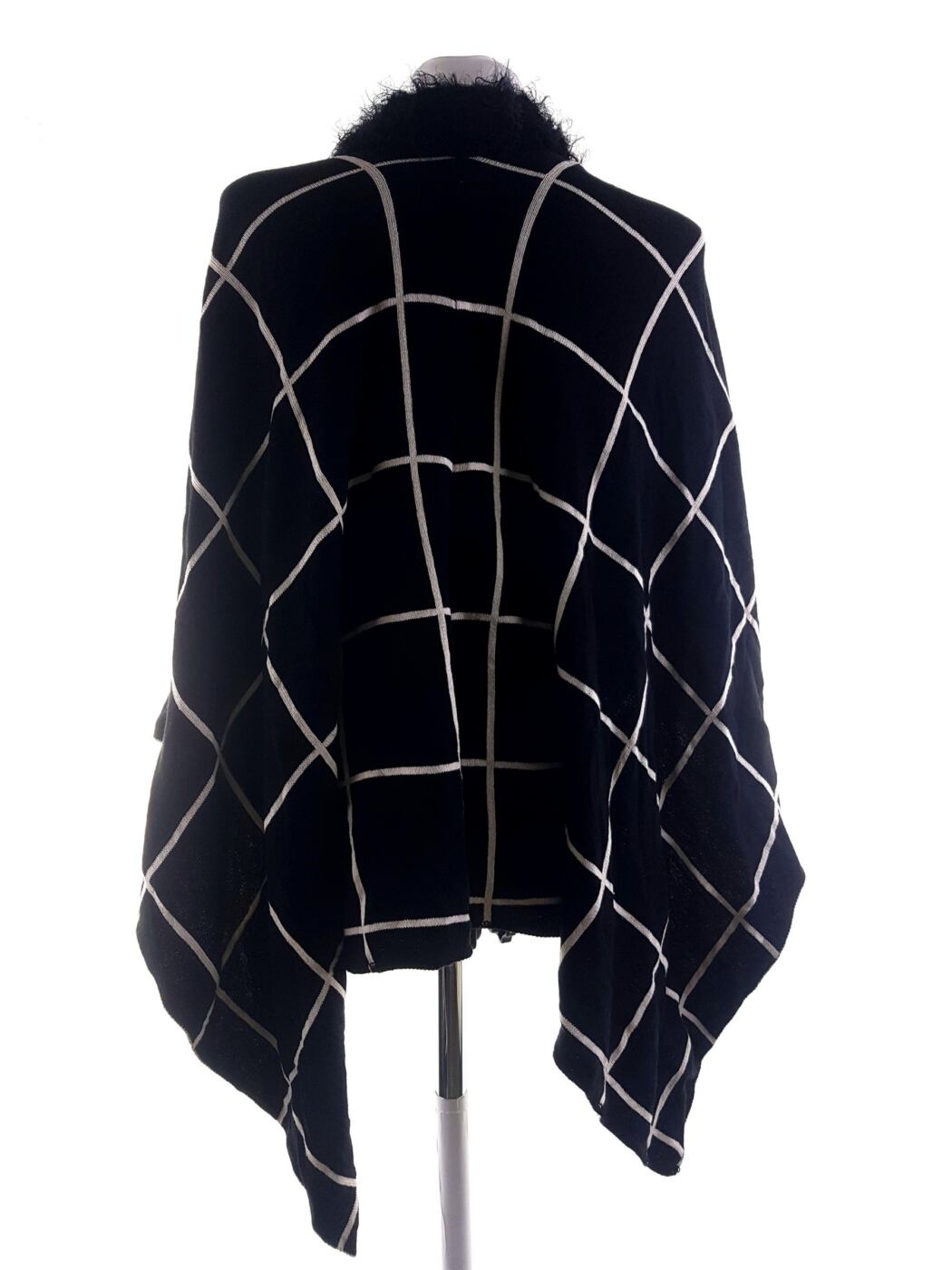 River island Rozmiar M/L Kolor Czarny Krata W serek Peleryna Kardigan Rękaw 3/4 Materiał Bawełna Cienka dzianina