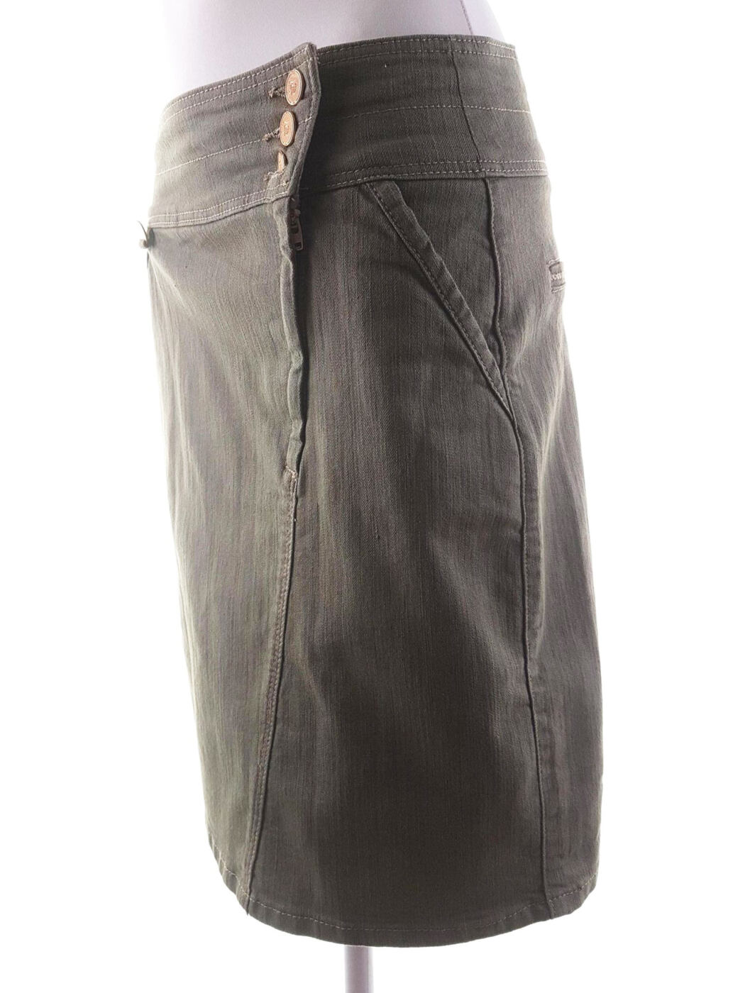 20200130_135308.jpg Flash Jeans Rozmiar S Kolor Khaki Spódnica Prosta i Ołówkowa Do Kolan Materiał Bawełna