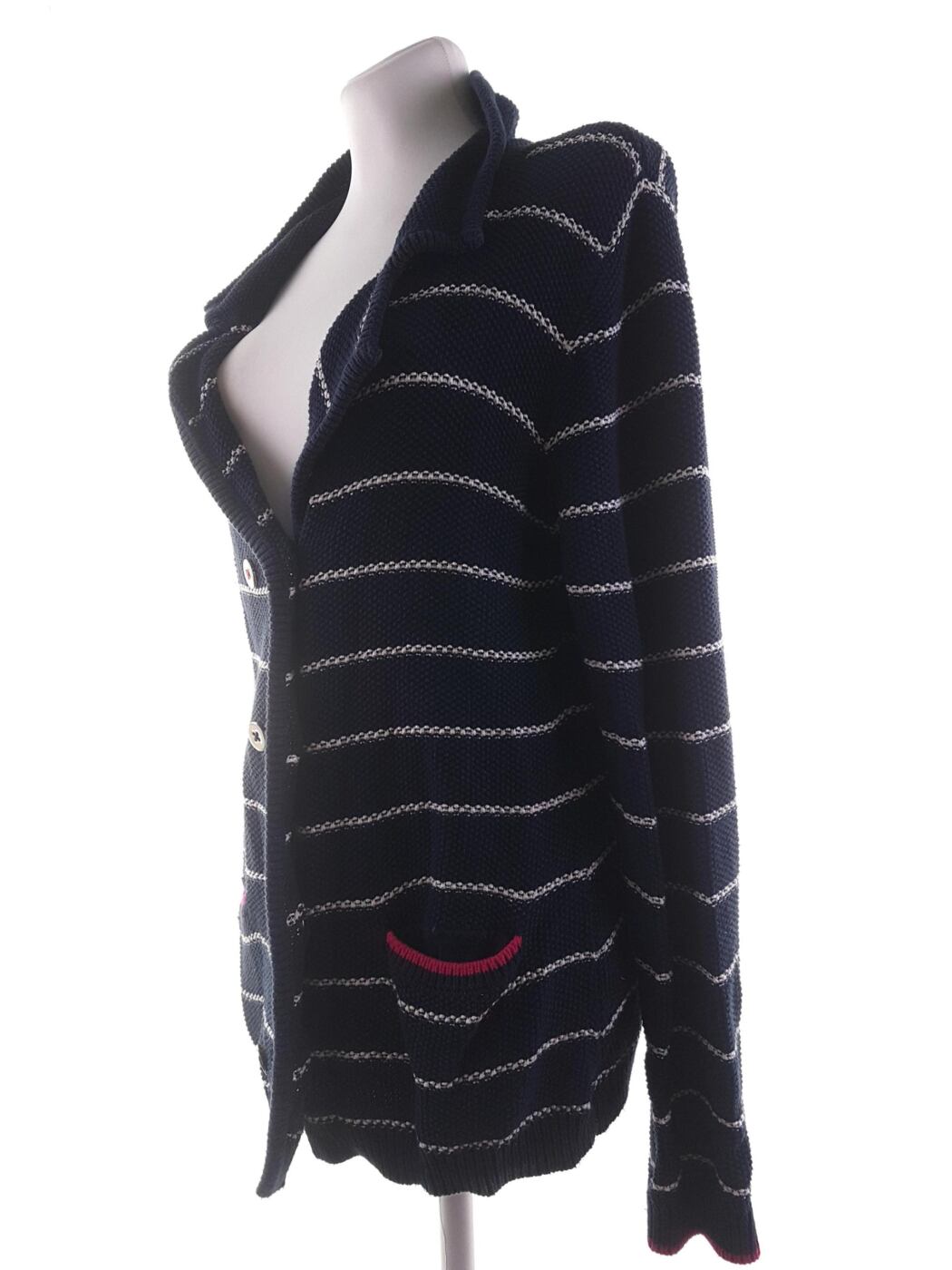 20200201_153214.jpg Crew Clothing Rozmiar 12 (40) Kolor Granatowy Pasy W serek Kardigan Żakiet Długi rękaw Materiał Bawełna 100% Cienka dzianina