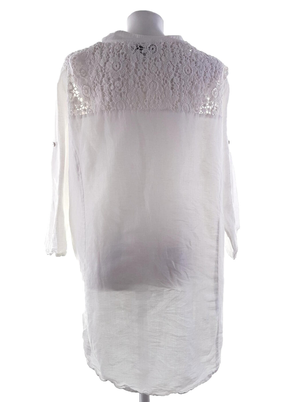 DIA DIA design Rozmiar 2XL Kolor Biały Okrągły dekolt Tunika Zapinana Bluzka Rękaw 3/4