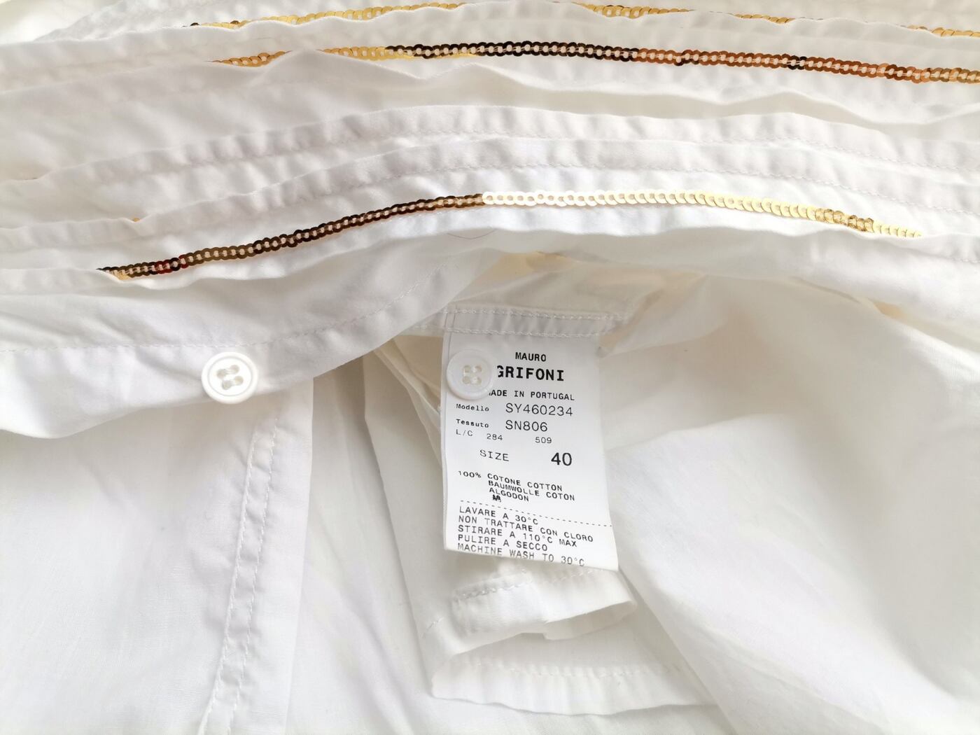 Mauro Grifoni Rozmiar 40 Kolor Biały Kołnierz Tunika Popover Bluzka Długi rękaw Materiał Bawełna 100% Mauro Grifoni Rozmiar 40 Kolor Biały Kołnierz Tunika Popover Bluzka Długi rękaw Materiał Bawełna 100%
