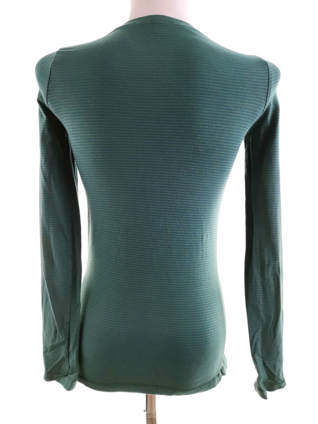 Vintage Rozmiar XS/S Kolor Zielony Pasy Crew Neck Bluzka Długi rękaw