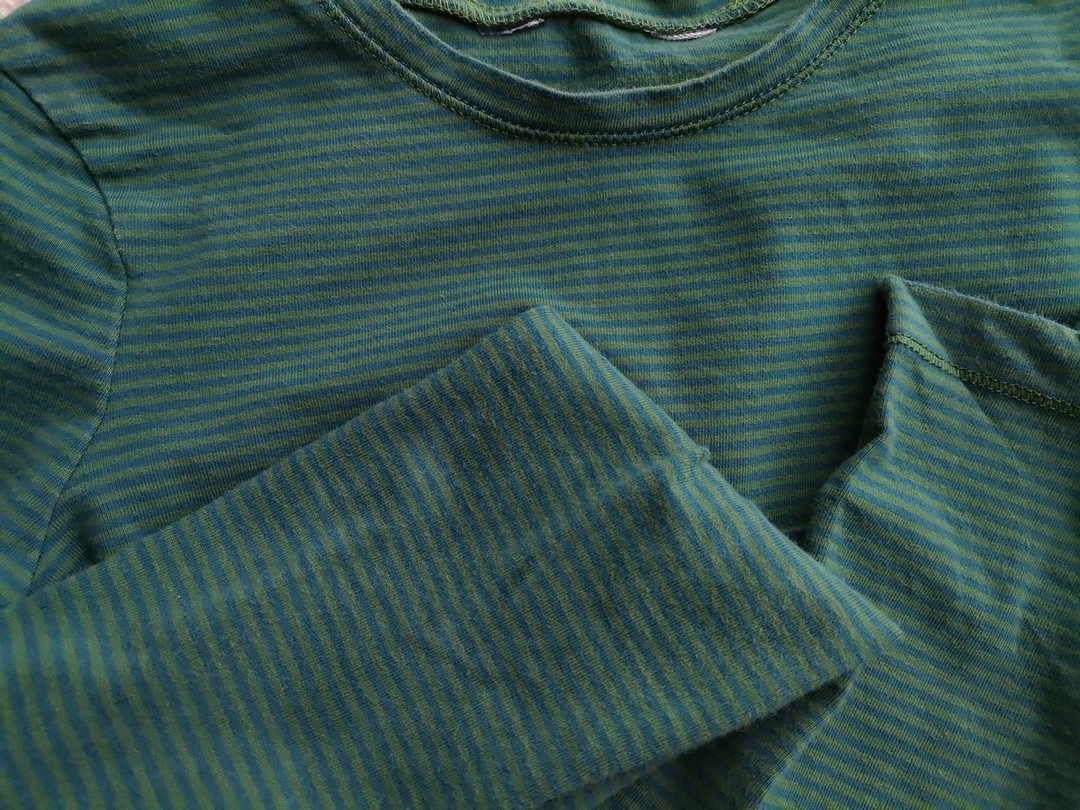 Vintage Rozmiar XS/S Kolor Zielony Pasy Crew Neck Bluzka Długi rękaw