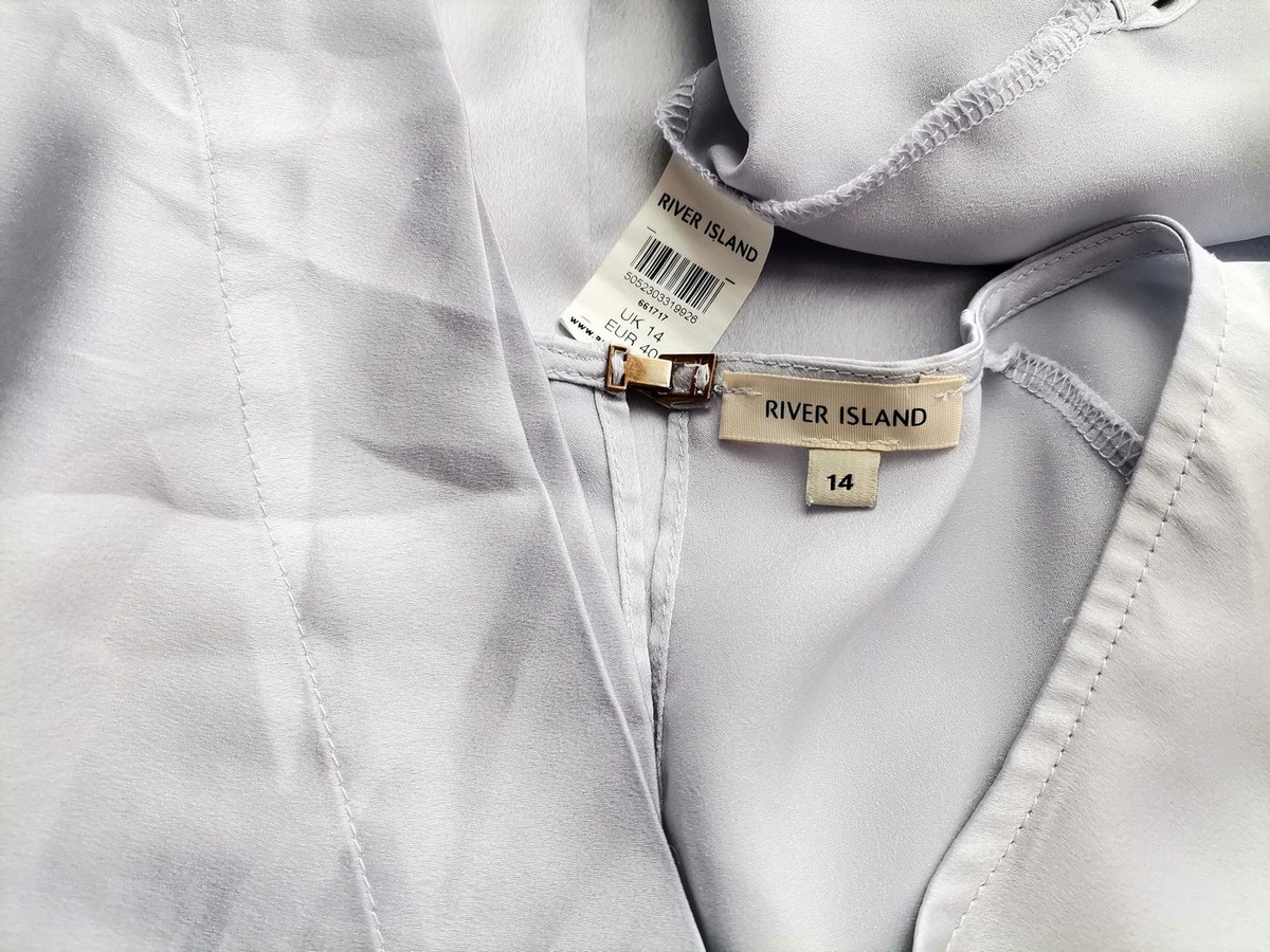 River island Rozmiar 14 (40) Kolor Niebieski Okrągły dekolt Bluzka Rękaw 3/4