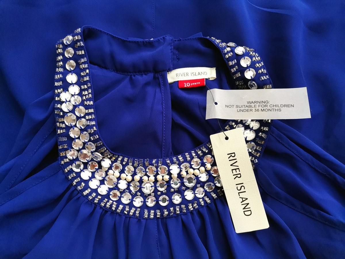 River island Rozmiar 10 yares 140cm (XS/S) Kolor Niebieski Halter Tunika Bluzka Bezrękawnik River island Rozmiar 10 yares 140cm (XS/S) Kolor Niebieski Halter Tunika Bluzka Bezrękawnik