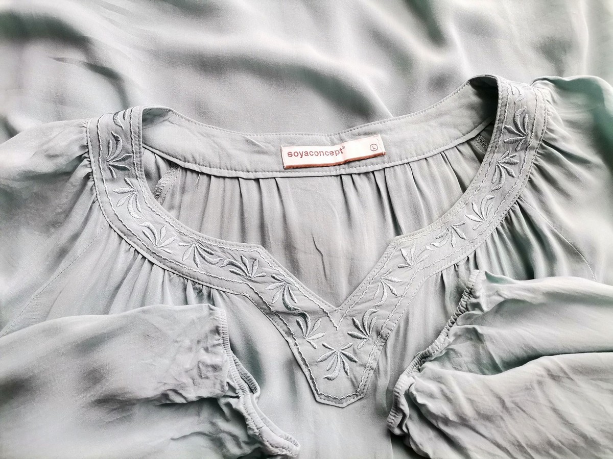 Soyaconcept Rozmiar L Kolor Niebieski Split Crew Neck Tunika Bluzka Rękaw 3/4 Materiał Wiskoza 100% Soyaconcept Rozmiar L Kolor Niebieski Split Crew Neck Tunika Bluzka Rękaw 3/4 Materiał Wiskoza 100%