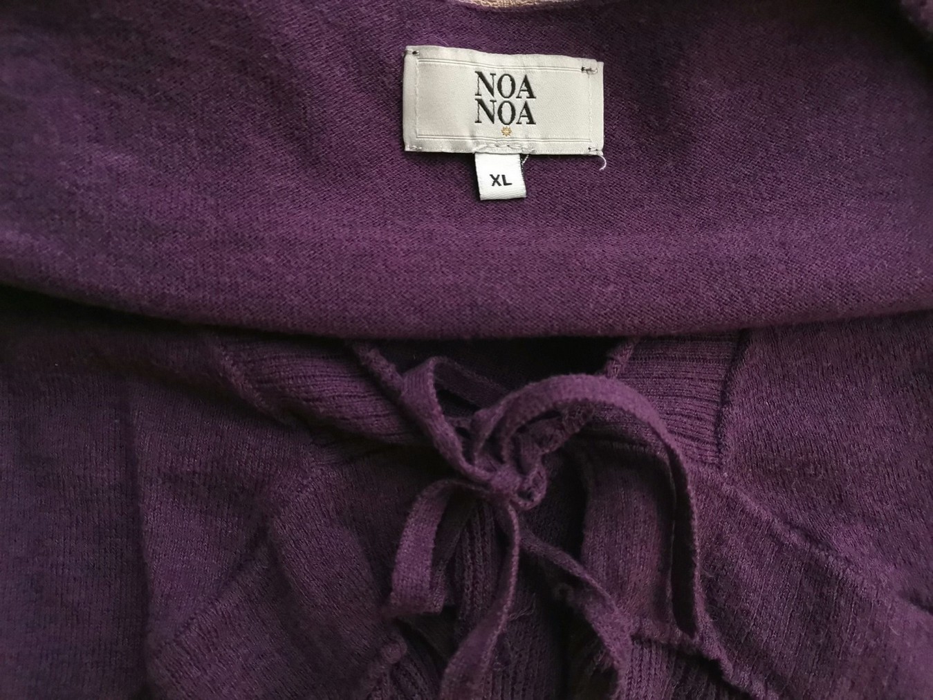 IMG_20200814_131041.jpg Noa noa Rozmiar XL Kolor Purpurowy W serek Kardigan Wiązany Rękaw 3/4 Materiał Bawełna 100% Cienka dzianina