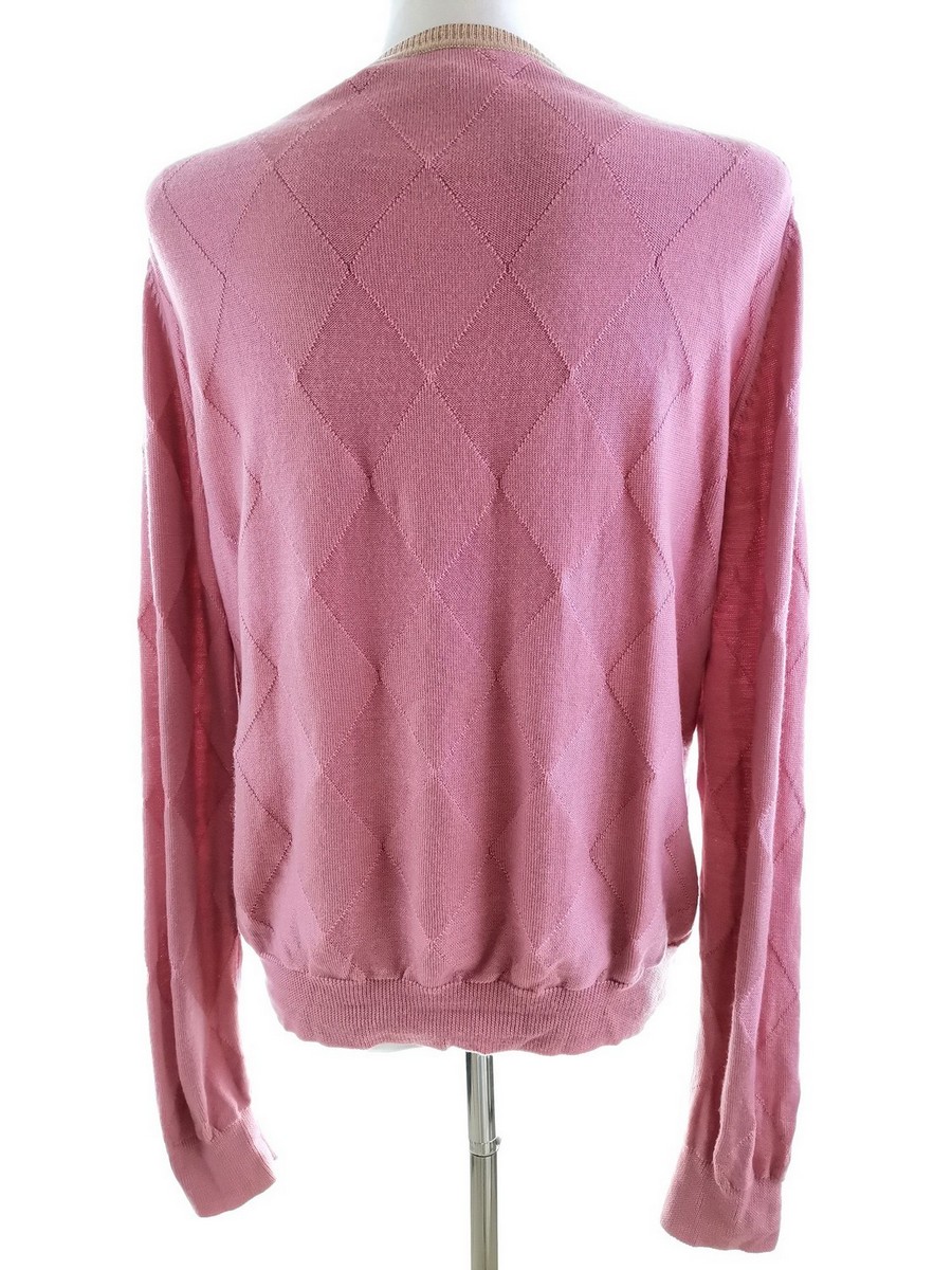 IMG_20200817_123339.jpg Brooks Brothers Rozmiar XL Kolor Różowy Crew Neck Kardigan Zapinany Długi rękaw Materiał Wełna Merino Cienka dzianina