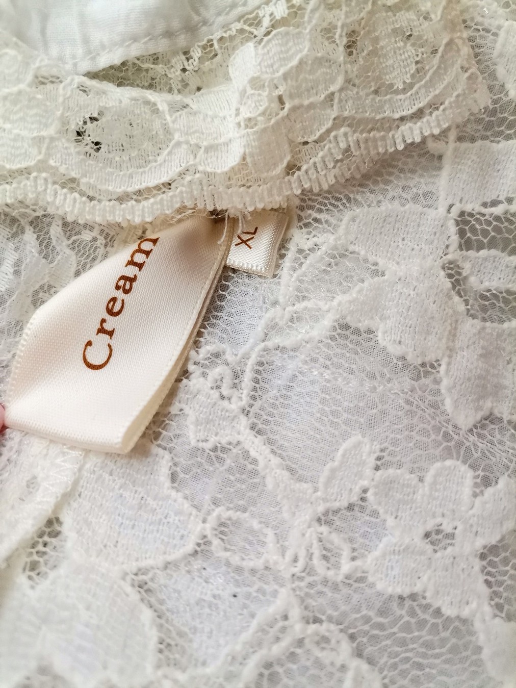 Cream Rozmiar XL Kolor Biały W serek Bluzka Wiązana Długi rękaw Materiał Bawełna 100%
