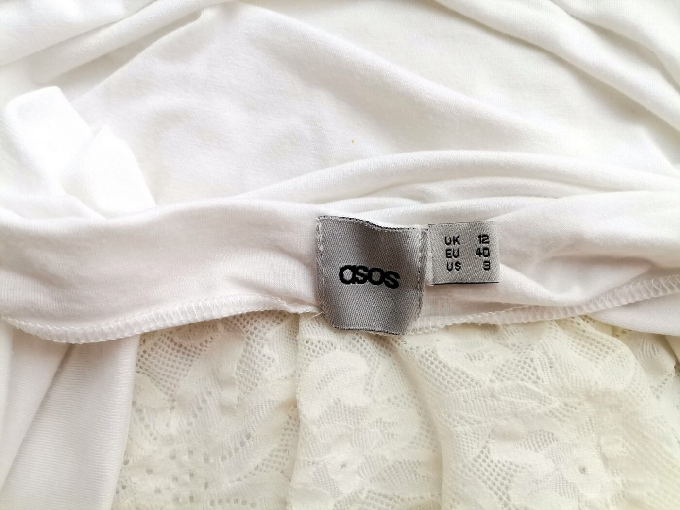 ASOS Rozmiar 12 (40) Kolor Biały Okrągły dekolt Sukienka Mini Bezrękawnik Krótka Materiał Wiskoza