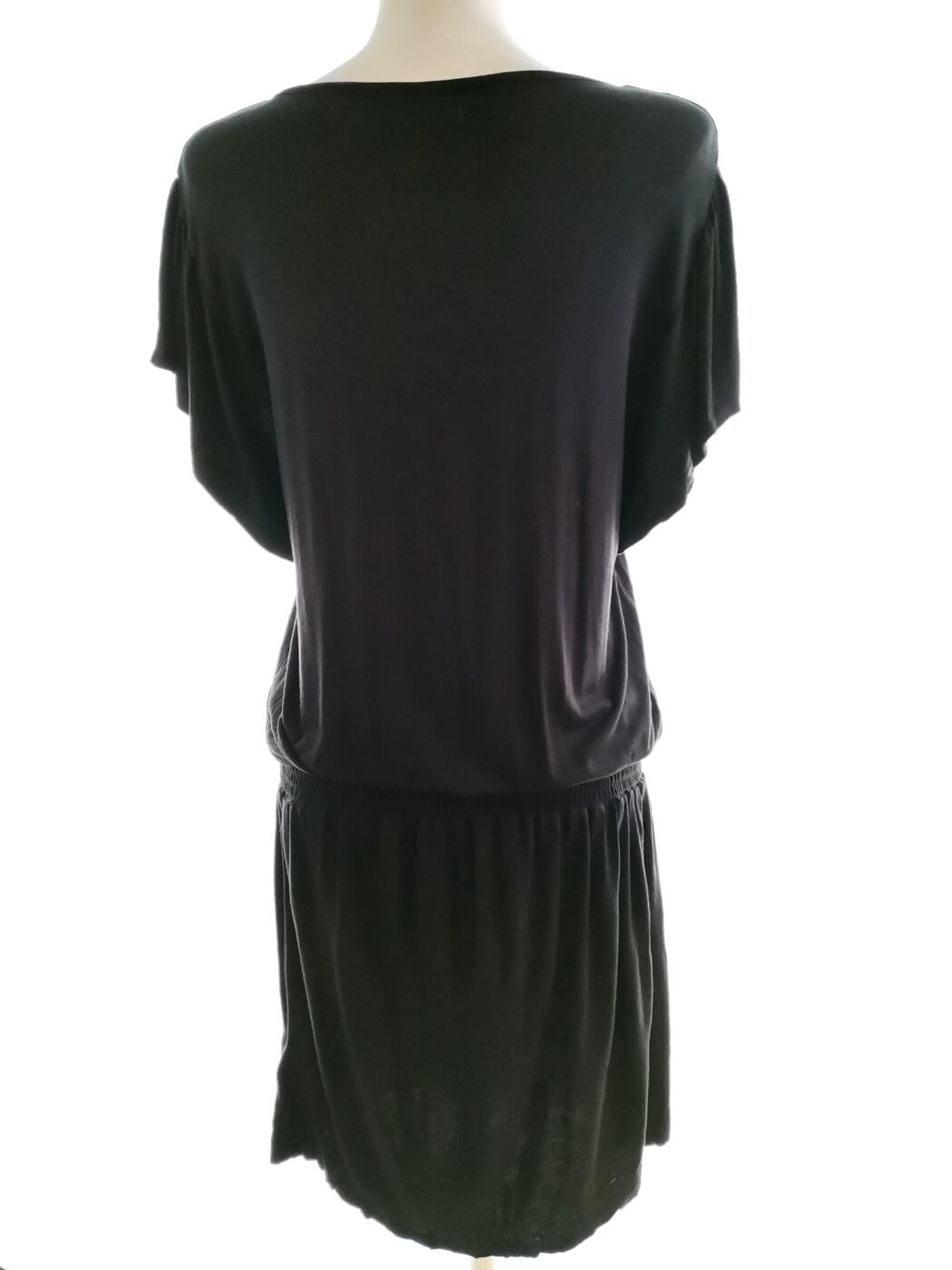 Colline Rozmiar 42/44 Kolor Czarny Okrągły dekolt Sukienka Blouson Krótki rękaw Midi Materiał Wiskoza Colline Rozmiar 42/44 Kolor Czarny Okrągły dekolt Sukienka Blouson Krótki rękaw Midi Materiał Wiskoza