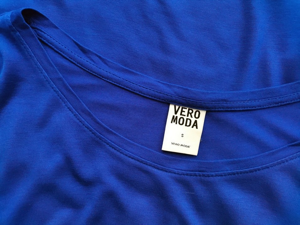 Vero moda Rozmiar S Kolor Niebieski Okrągły dekolt Tunika Bluzka Krótki rękaw