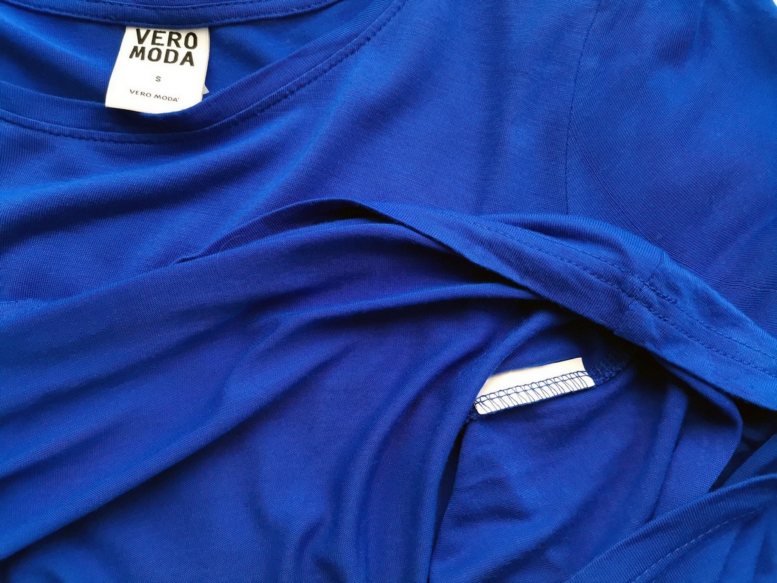 Vero moda Rozmiar S Kolor Niebieski Okrągły dekolt Tunika Bluzka Krótki rękaw
