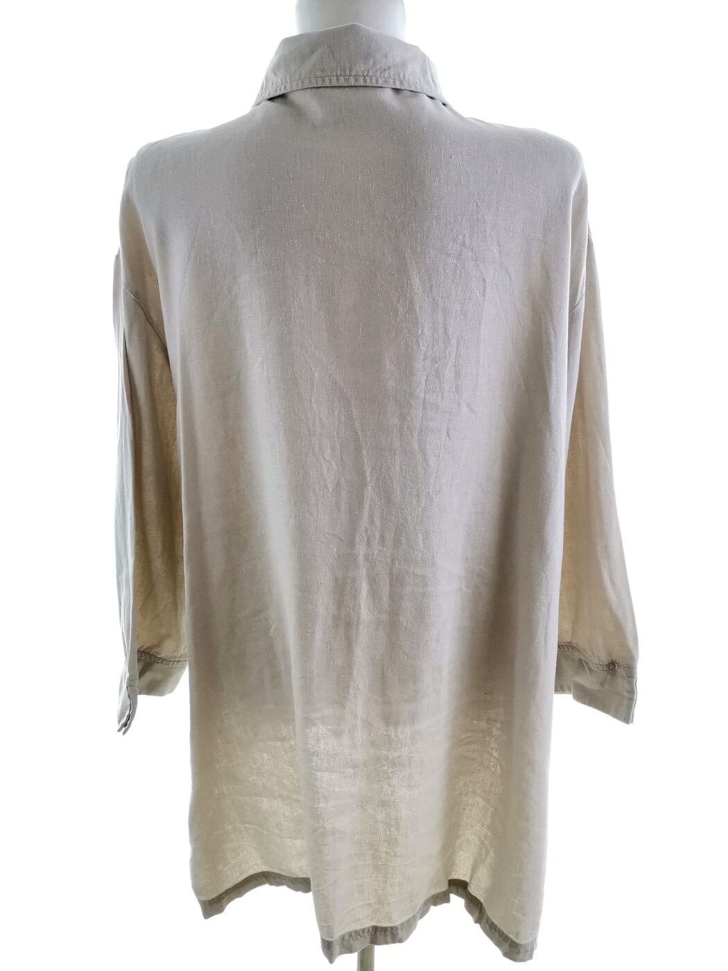 Wico Rozmiar L / XL Kolor Kremowy Kołnierz Tunika Zapinana Bluzka Rękaw 3/4 Materiał Len Wico Rozmiar L / XL Kolor Kremowy Kołnierz Tunika Zapinana Bluzka Rękaw 3/4 Materiał Len