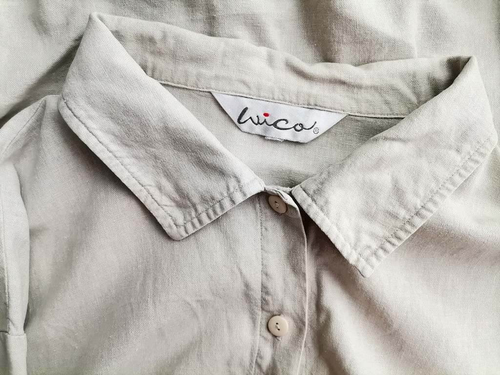 Wico Rozmiar L / XL Kolor Kremowy Kołnierz Tunika Zapinana Bluzka Rękaw 3/4 Materiał Len Wico Rozmiar L / XL Kolor Kremowy Kołnierz Tunika Zapinana Bluzka Rękaw 3/4 Materiał Len