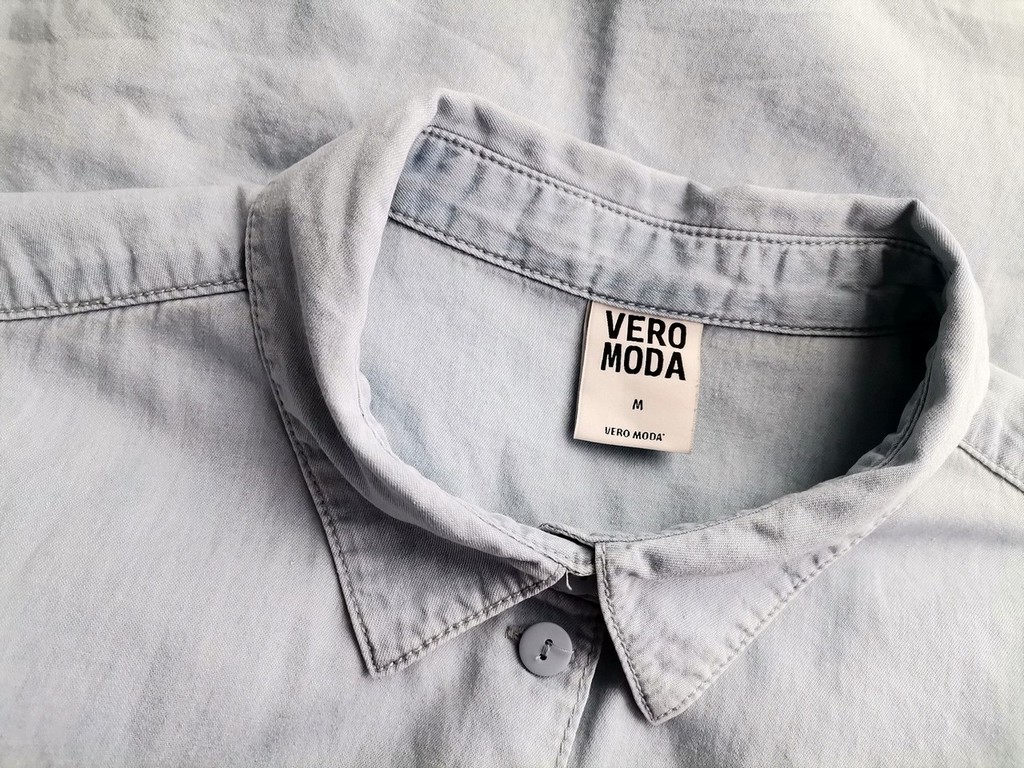 IMG_20200910_144730.jpg Vero moda Rozmiar M Kolor Niebieski Kołnierz Koszula Zapinana Bluzka Długi rękaw Materiał Bawełna 100%