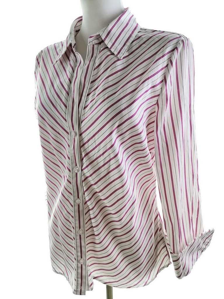 IMG_20200910_160316.jpg Tommy hilfiger Rozmiar M Kolor Biały Pasy Kołnierz Koszula Zapinana Bluzka Długi rękaw Materiał Bawełna 100%