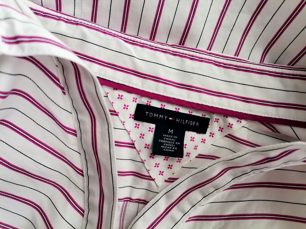 IMG_20200910_160351.jpg Tommy hilfiger Rozmiar M Kolor Biały Pasy Kołnierz Koszula Zapinana Bluzka Długi rękaw Materiał Bawełna 100%