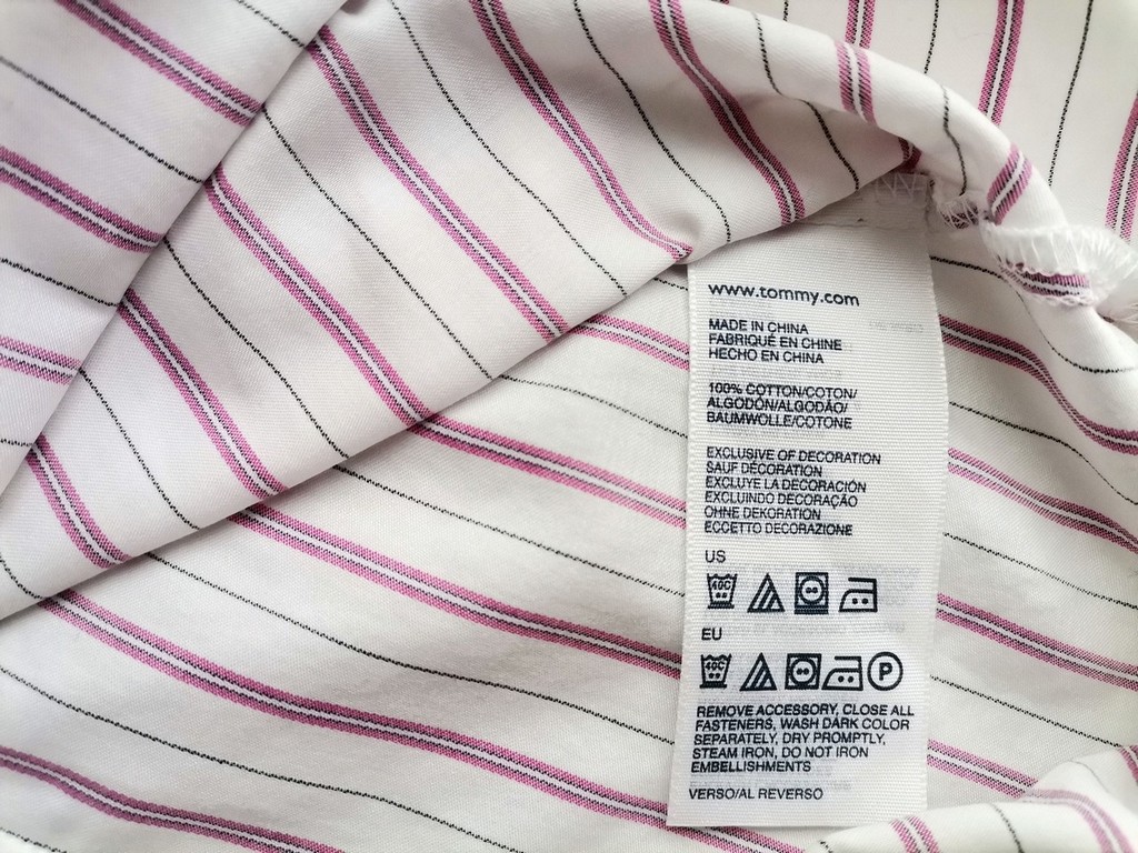 IMG_20200910_160411.jpg Tommy hilfiger Rozmiar M Kolor Biały Pasy Kołnierz Koszula Zapinana Bluzka Długi rękaw Materiał Bawełna 100%
