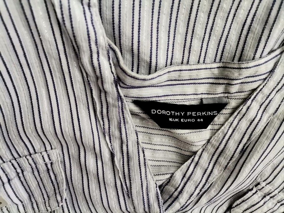 Dorothy perkins Rozmiar 16 (44) Kolor Niebieski Pasy Split Crew Neck Tunika Zapinana Bluzka Długi rękaw Materiał Bawełna Dorothy perkins Rozmiar 16 (44) Kolor Niebieski Pasy Split Crew Neck Tunika Zapinana Bluzka Długi rękaw Materiał Bawełna