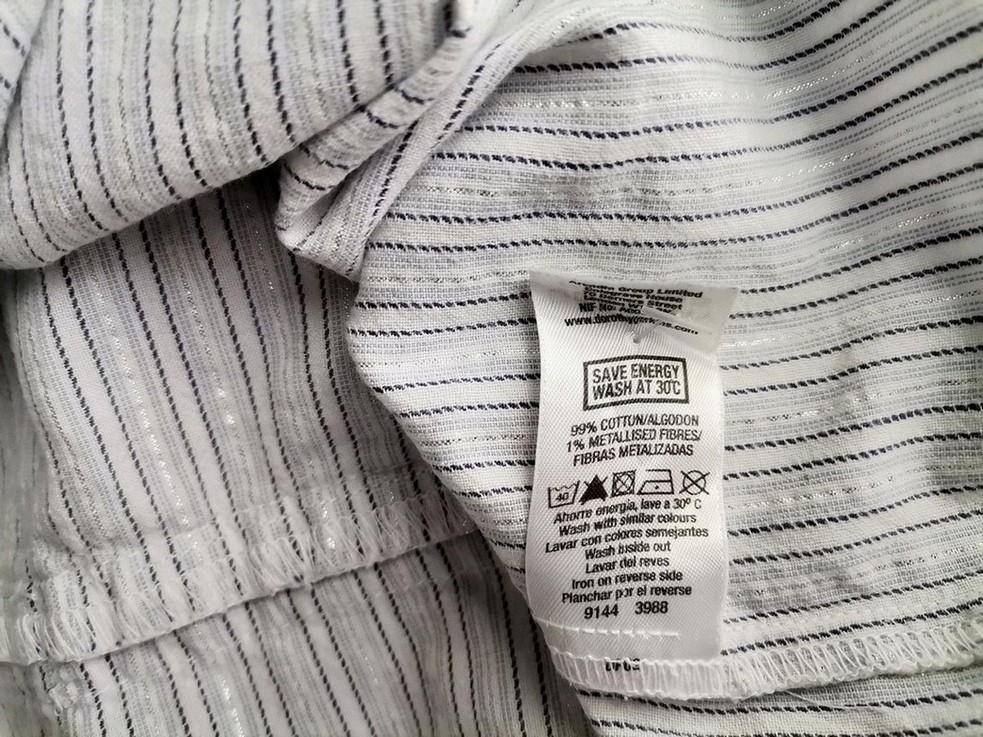 Dorothy perkins Rozmiar 16 (44) Kolor Niebieski Pasy Split Crew Neck Tunika Zapinana Bluzka Długi rękaw Materiał Bawełna Dorothy perkins Rozmiar 16 (44) Kolor Niebieski Pasy Split Crew Neck Tunika Zapinana Bluzka Długi rękaw Materiał Bawełna
