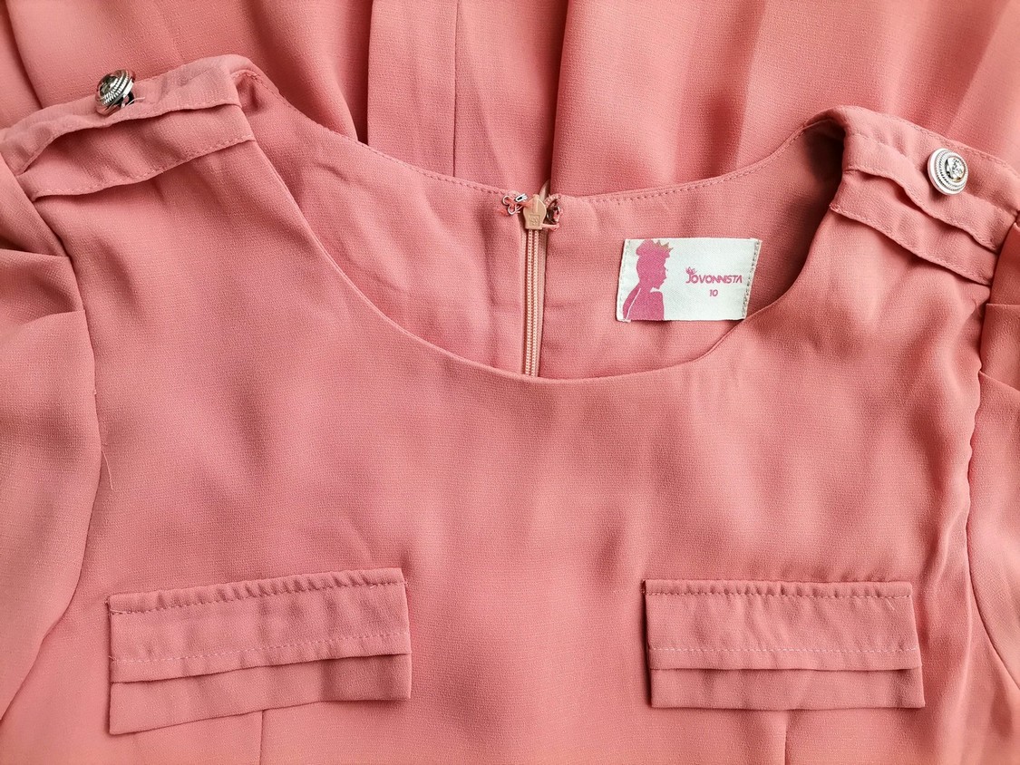 Vintage Rozmiar 10 (38) Kolor Różowy Okrągły dekolt Sukienka Sheath Rękaw 3/4 Do Kolan