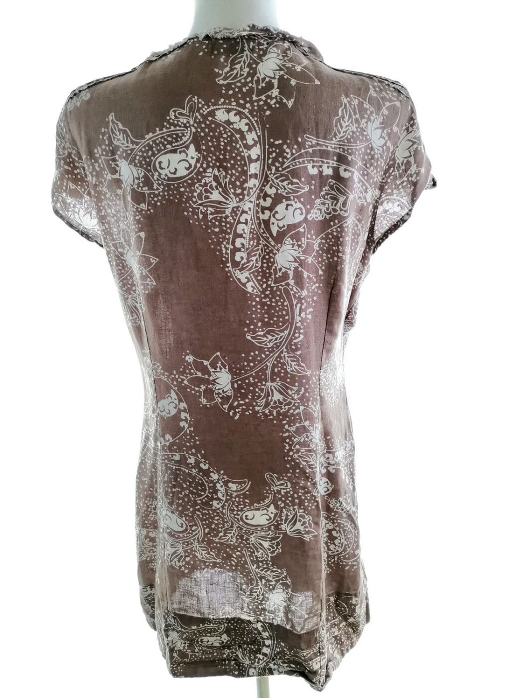 La Redoute Rozmiar 36 Kolor Brązowy W serek Tunika Zapinana Bluzka Krótki rękaw Materiał Len 100% La Redoute Rozmiar 36 Kolor Brązowy W serek Tunika Zapinana Bluzka Krótki rękaw Materiał Len 100%