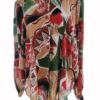 Vintage Rozmiar 38 Kolor Kolorowa Crew Neck Bluzka Zapinana Rękaw 3/4 Materiał Wiskoza 100%