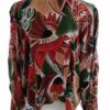 Vintage Rozmiar 38 Kolor Kolorowa Crew Neck Bluzka Zapinana Rękaw 3/4 Materiał Wiskoza 100%