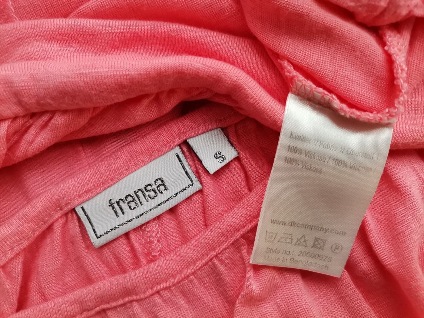 Fransa Rozmiar S Kolor Różowy Dekolt U Bluzka Krótki rękaw Materiał Wiskoza 100%