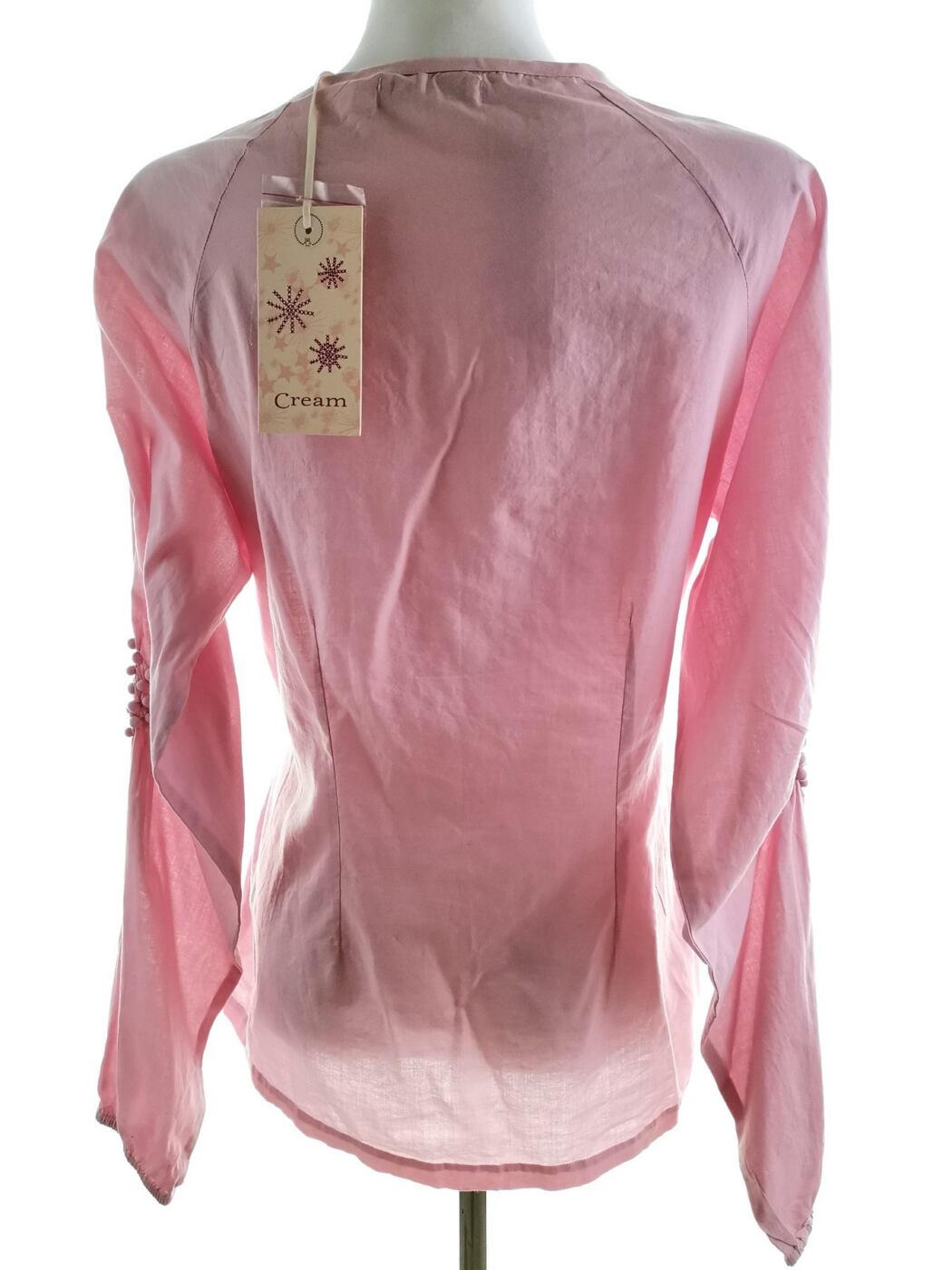 IMG_20200915_164428.jpg Cream Rozmiar 40 Kolor Różowy Keyhole Crew Neck Bluzka Długi rękaw Materiał Bawełna 100%