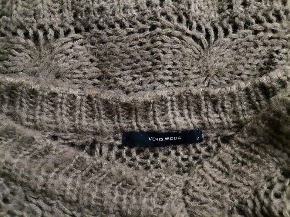 Vero moda Rozmiar M Kolor Khaki Głęboki Serek Tunika Bluzka Dzianina Krótki rękaw Materiał Akryl 100%