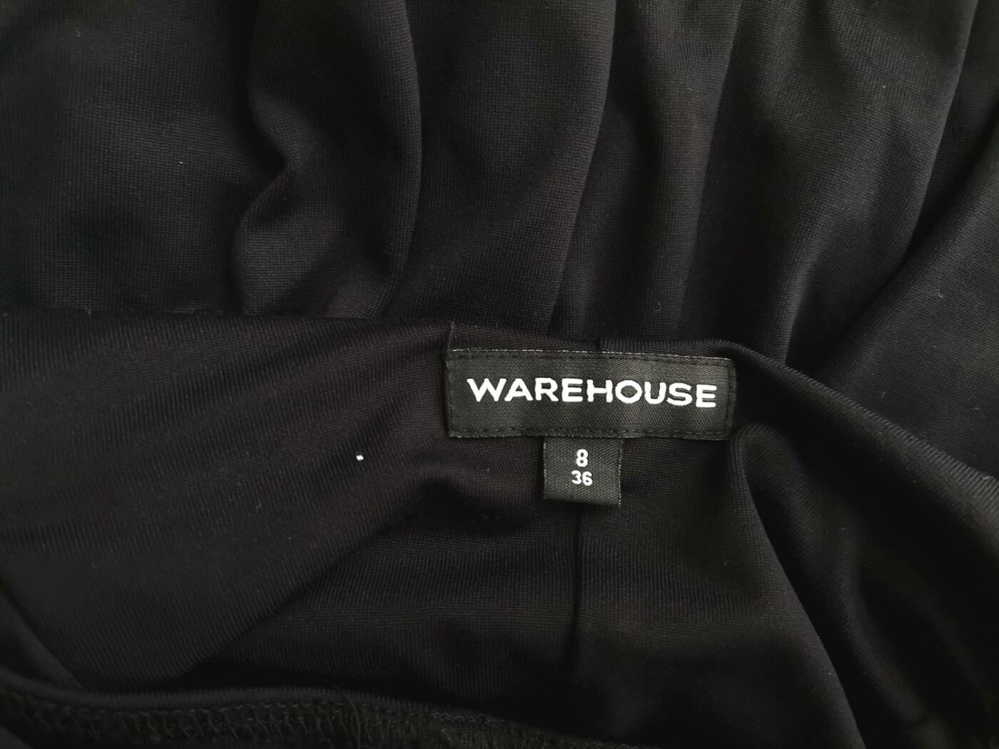 Warehouse Rozmiar 8 (36) Kolor Czarny W serek Sukienka Bodycon Bezrękawnik Do Kolan