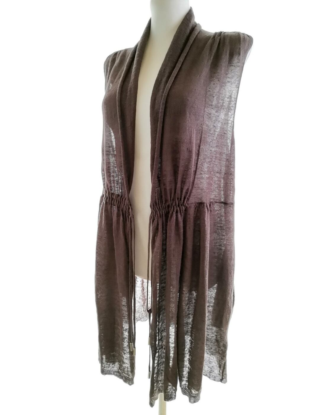 Mint Velvet Rozmiar 16 (44) Kolor Brązowy Głęboki Serek Tunika Wiązana z Przodu Bluzka Bezrękawnik Materiał Len 100% Mint Velvet Rozmiar 16 (44) Kolor Brązowy Głęboki Serek Tunika Wiązana z Przodu Bluzka Bezrękawnik Materiał Len 100%