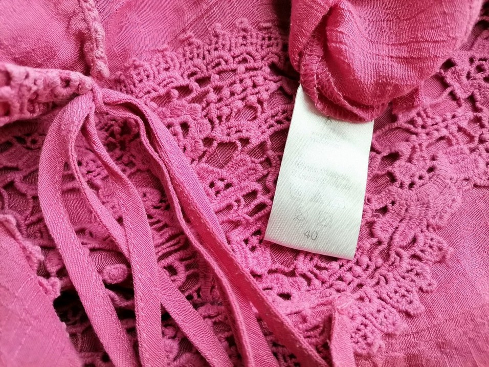 Andrea Rozmiar 40 Kolor Różowy Okrągły dekolt Tunika Bluzka Rękaw 3/4 Materiał Rayon