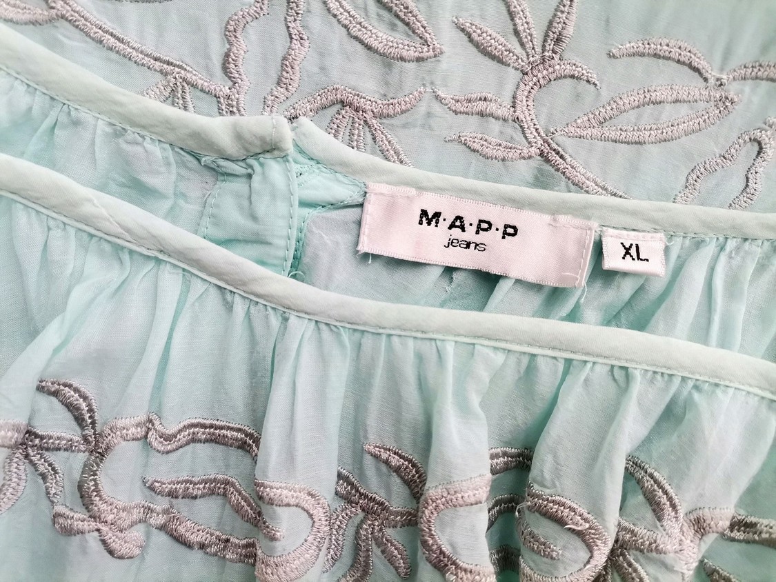 MAPP Rozmiar XL Kolor Miętowy Roślinny Liście Okrągły dekolt Tunika Bluzka Rękaw 3/4 Materiał Wiskoza MAPP Rozmiar XL Kolor Miętowy Roślinny Liście Okrągły dekolt Tunika Bluzka Rękaw 3/4 Materiał Wiskoza