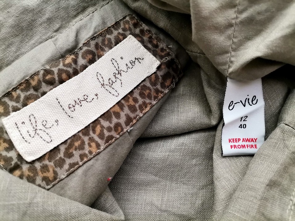 IMG_20200918_145807.jpg Life Love Fashion Rozmiar 12 (40) Kolor Khaki Kołnierz Żakiet z zapięciem Rękaw 3/4 Materiał Len 100%