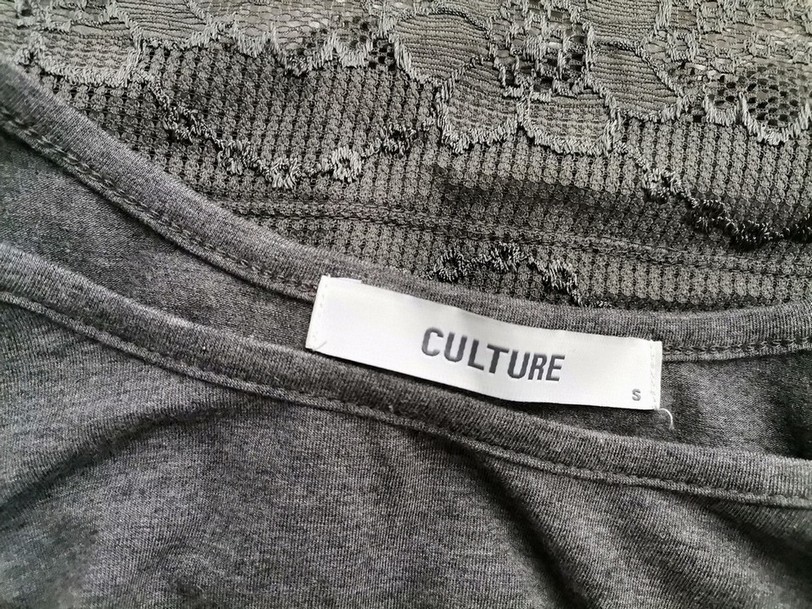 Culture Rozmiar S Kolor Szary Okrągły dekolt Sukienka Sweterkowa Długi rękaw Do Kolan Materiał Bawełna