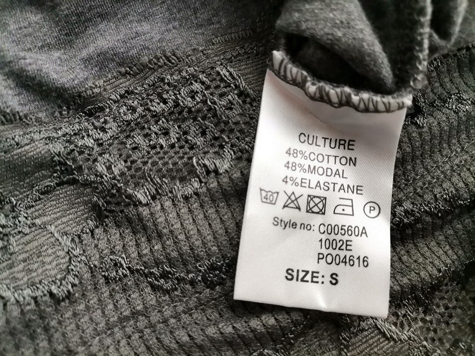 Culture Rozmiar S Kolor Szary Okrągły dekolt Sukienka Sweterkowa Długi rękaw Do Kolan Materiał Bawełna
