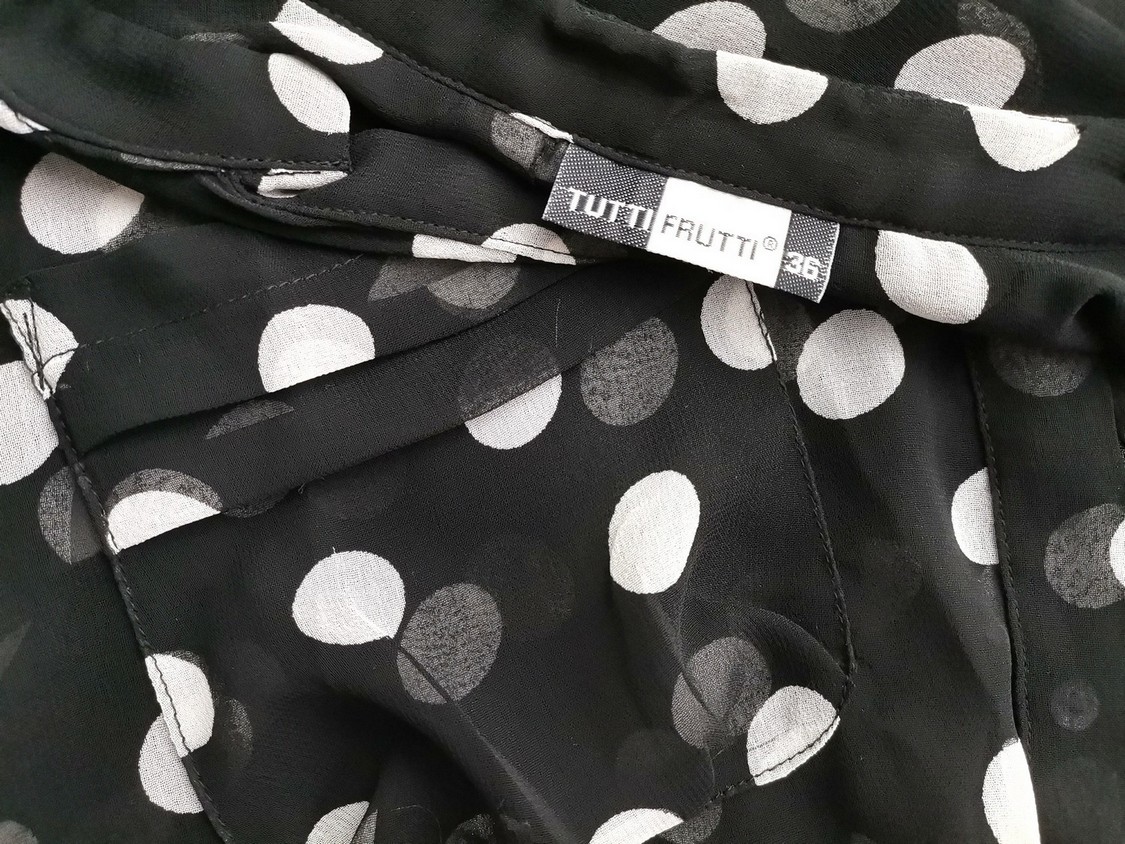 Tutti Frutti Rozmiar 36 Kolor Czarny Grochy Kołnierz Tunika Zapinana Bluzka Długi rękaw Tutti Frutti Rozmiar 36 Kolor Czarny Grochy Kołnierz Tunika Zapinana Bluzka Długi rękaw