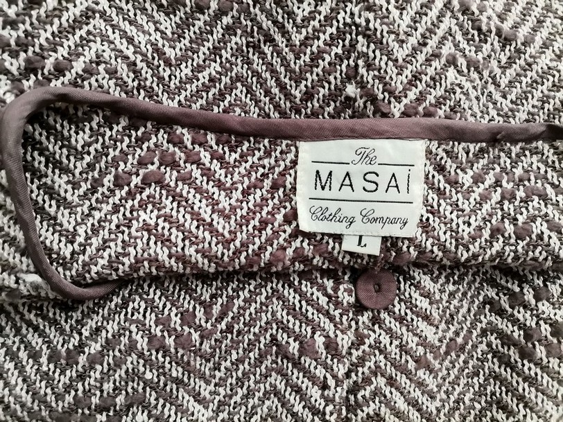 The Masai Rozmiar L Kolor Brązowy Okrągły dekolt Kardigan Żakiet Rękaw 3/4 Materiał Bawełna Cienka dzianina