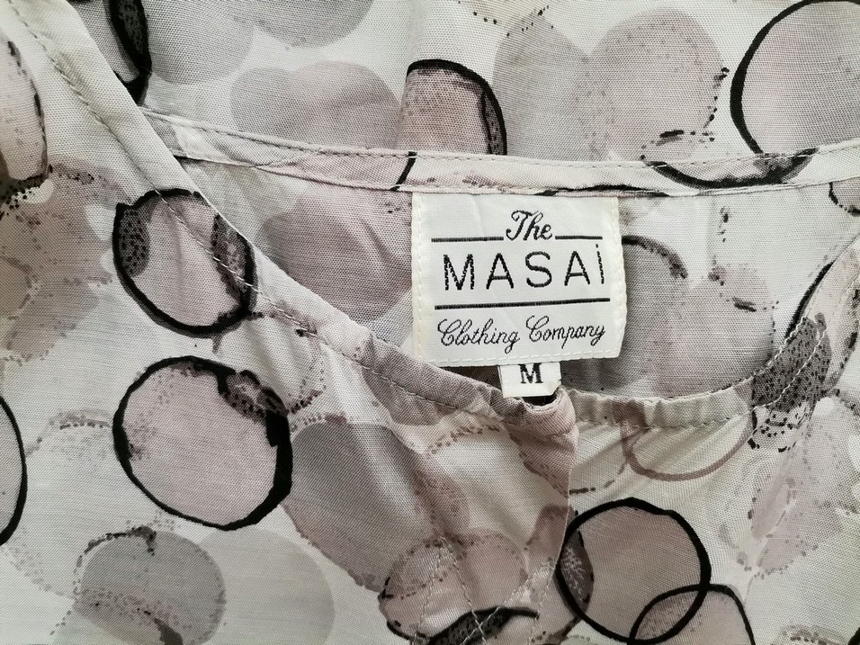 The Masai Rozmiar M Kolor Szary Grochy Okrągły dekolt Tunika Bluzka Krótki rękaw Materiał Wiskoza 100% The Masai Rozmiar M Kolor Szary Grochy Okrągły dekolt Tunika Bluzka Krótki rękaw Materiał Wiskoza 100%