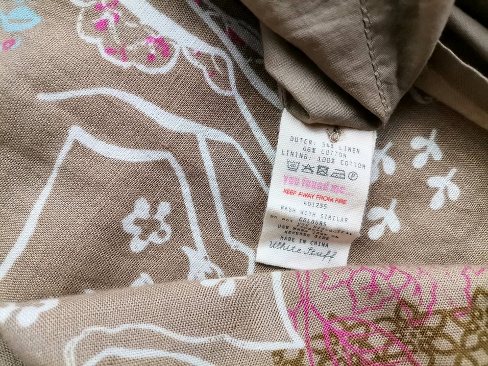 White stuff Rozmiar 14 (42) Kolor Brązowy W serek Sukienka Prostokątna Krótki rękaw Midi Materiał Len White stuff Rozmiar 14 (42) Kolor Brązowy W serek Sukienka Prostokątna Krótki rękaw Midi Materiał Len
