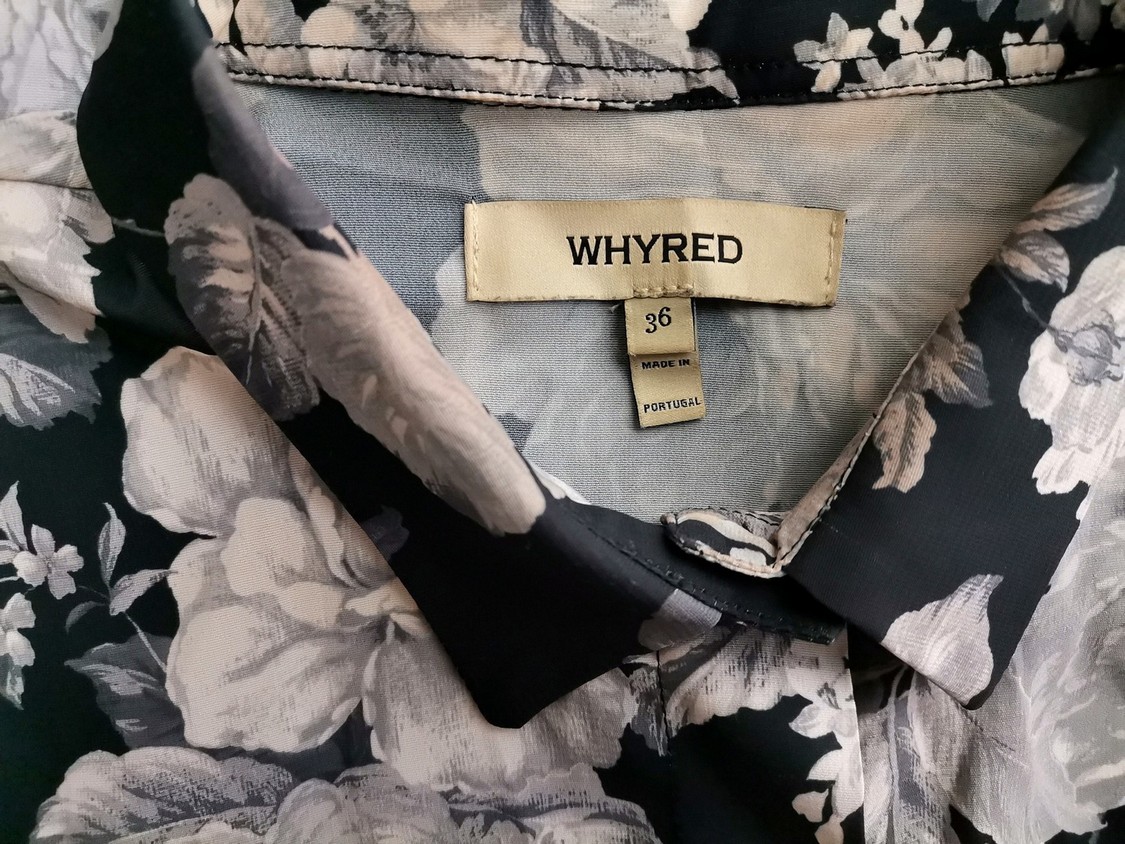 WHYRED Rozmiar 36 Kolor Granatowy Kołnierz Tunika Zapinana Bluzka Długi rękaw WHYRED Rozmiar 36 Kolor Granatowy Kołnierz Tunika Zapinana Bluzka Długi rękaw