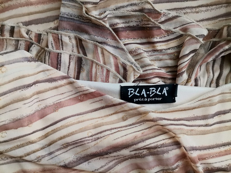Bla-Bla Pret a porter Rozmiar L Kolor Beżowy Pasy W serek Sukienka Maxi Bezrękawnik Długa Bla-Bla Pret a porter Rozmiar L Kolor Beżowy Pasy W serek Sukienka Maxi Bezrękawnik Długa