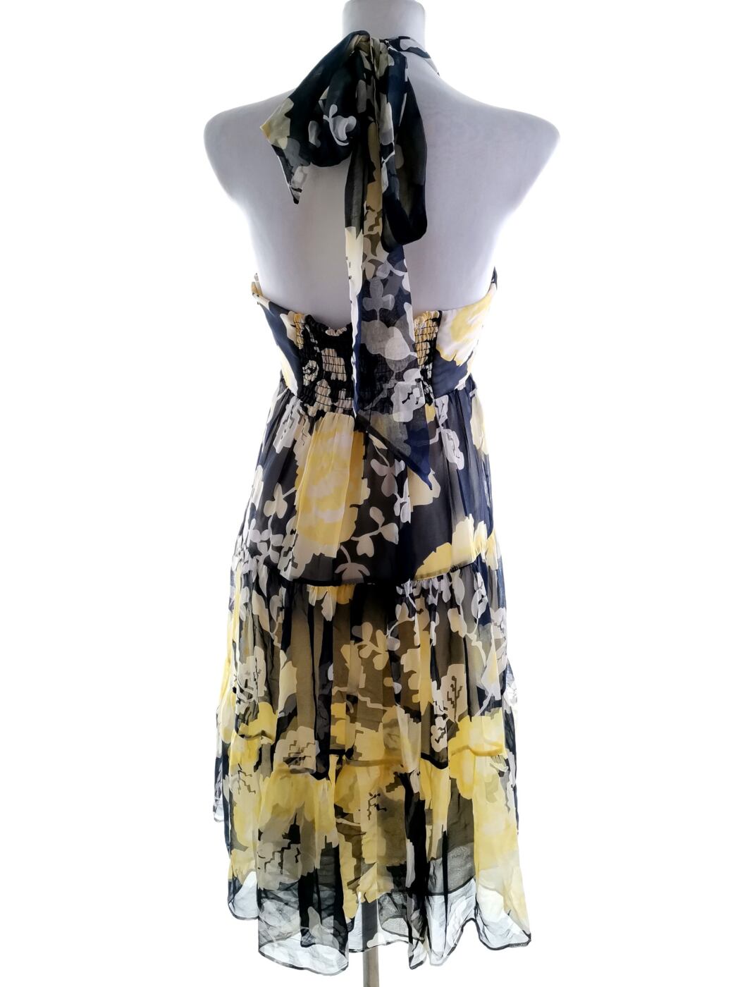 Coast Rozmiar 10 (38) Kolor Żółty Halter Sukienka Letnia Bezrękawnik Midi Materiał Jedwab 100% Coast Rozmiar 10 (38) Kolor Żółty Halter Sukienka Letnia Bezrękawnik Midi Materiał Jedwab 100%